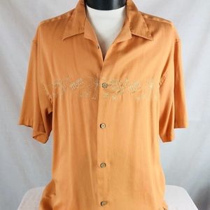 💼Monte Carlo Orange Button Front Shirt Palm XLG
